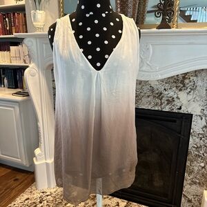 Ombre ivory and light brown sleeveless top w Lining -size Large